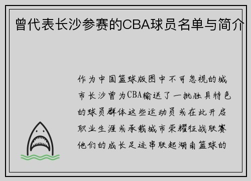 曾代表长沙参赛的CBA球员名单与简介